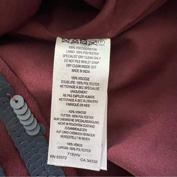 NWT French Connection Mini Dress Maroon Navy Sequin Stripes 6 - Picture 12 of 12